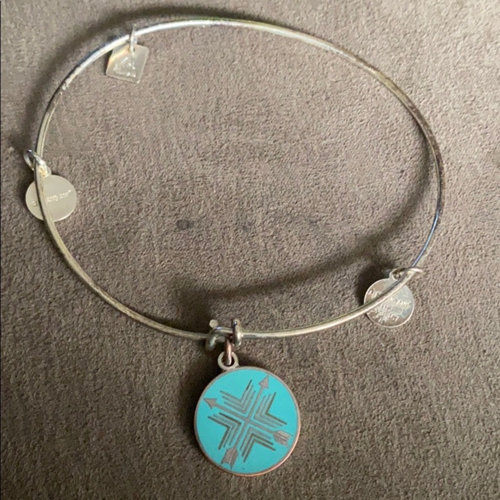 Silver and turquoise Alex and Ani bracelet
